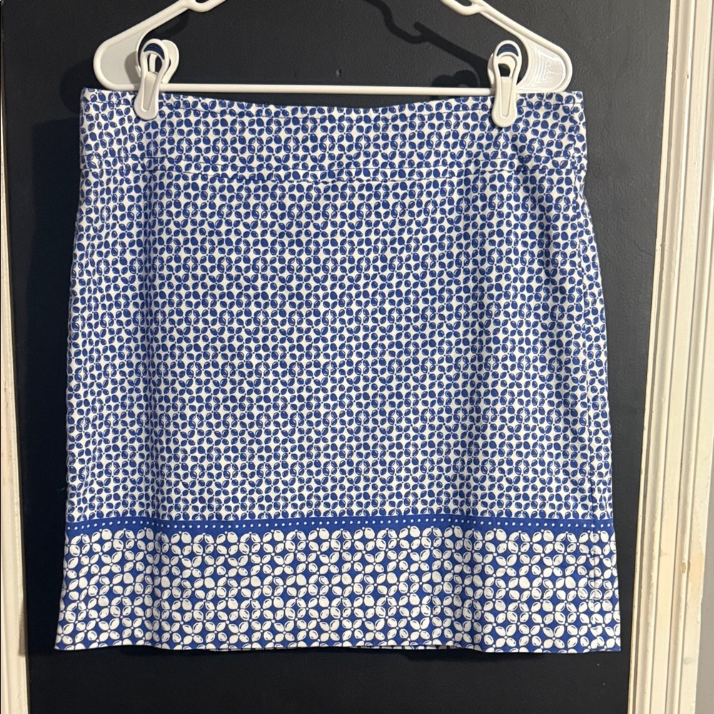 Talbots Cotton Patterned Lined Mini Skirt Size: 12